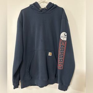 Carhartt Men’s Navy Blue Logo Hoodie, Size XL
